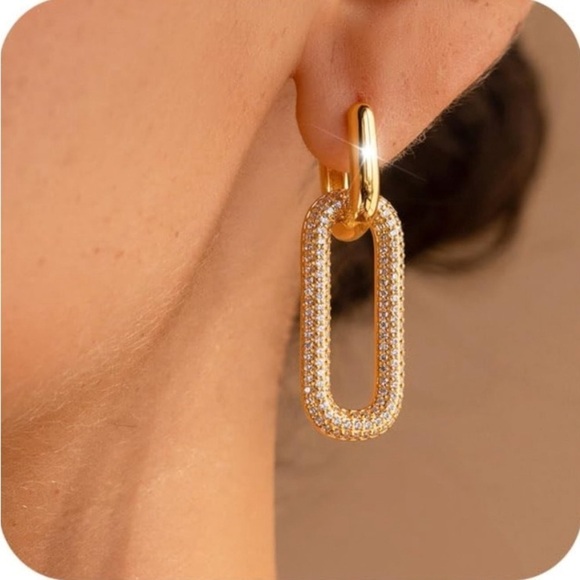 Gold Earrings for Women Faux Diamond Paperclip Earrings Women’s Earrings Jewelry